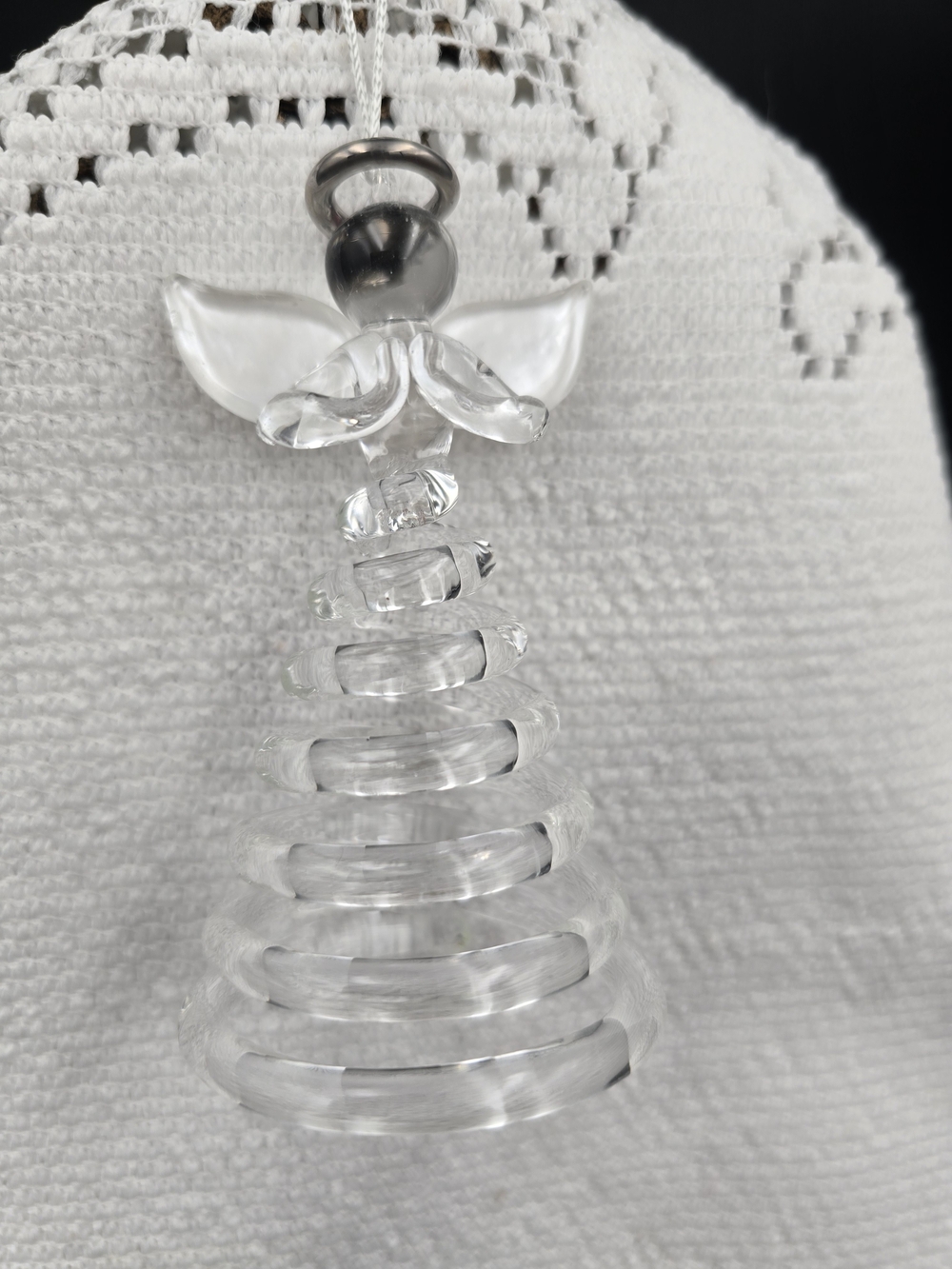 Lenox Clear Glass Angel Ornament with Silver Halo